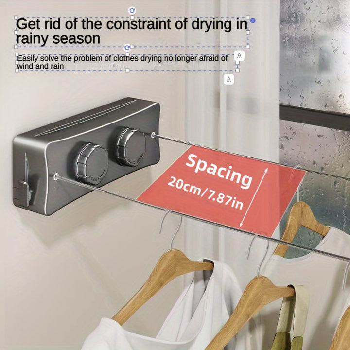 FlexiLine Dubbele Intrekbare Waslijn voor Zware Was - Compact en Ruimtebesparend Design