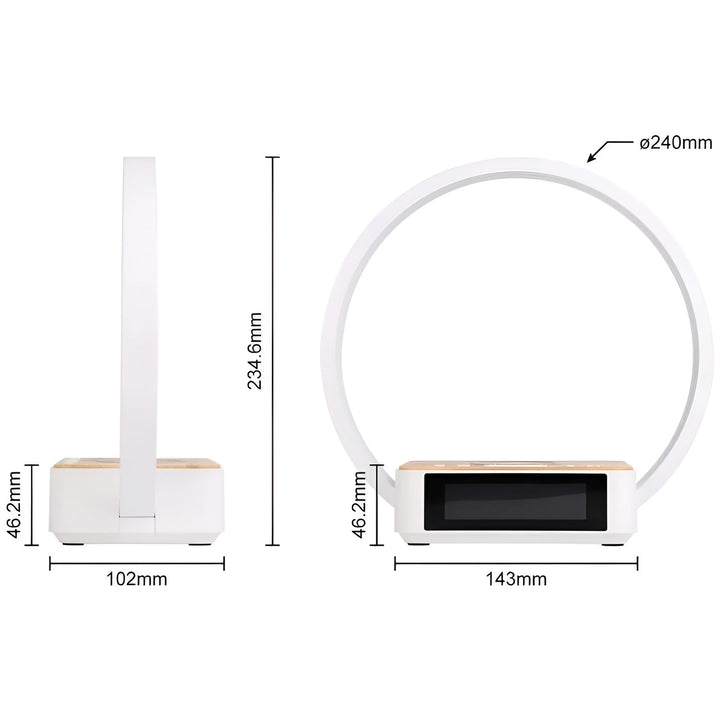 BrightGlow - 3-in-1 Tafellamp Met Draadloos Opladen, Wekker & Aanraakbediening
