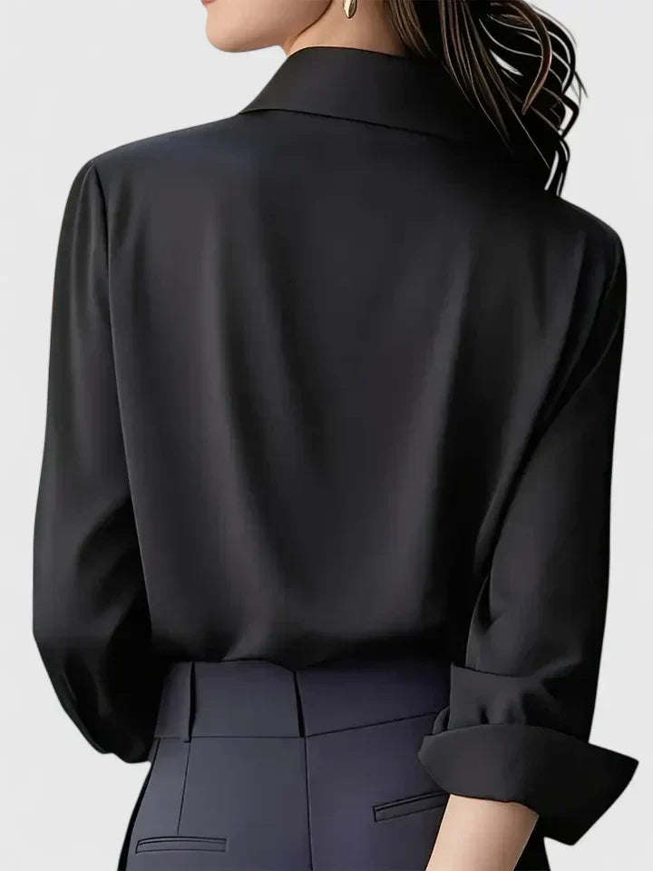 Satijnen blouse met lange mouwen voor dames – elegante kantoorblouse