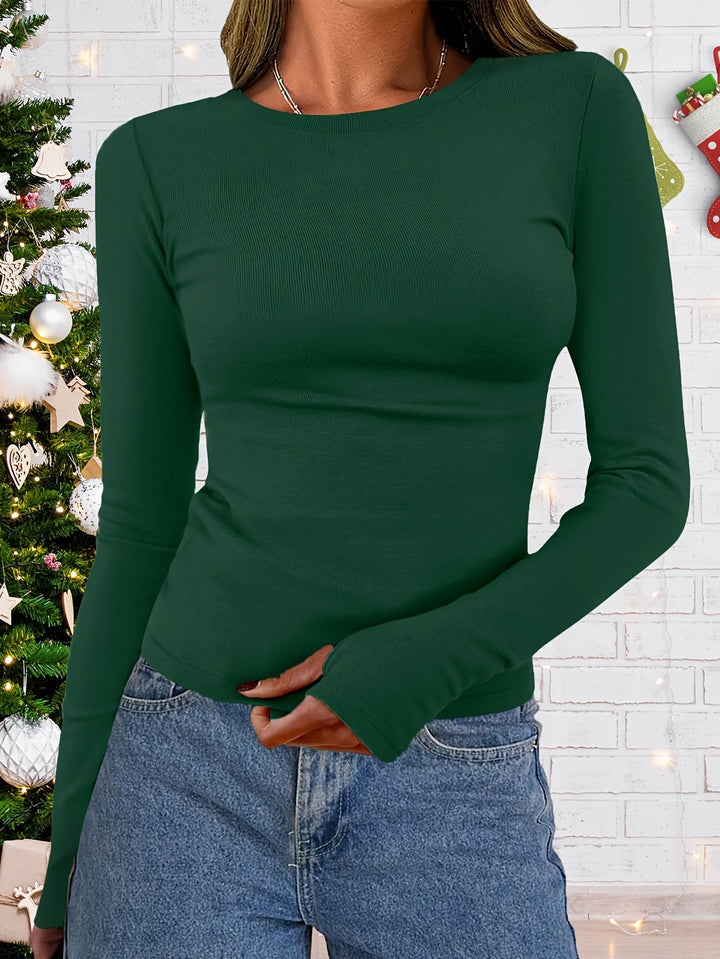Dames Top met Lange Mouwen en Ronde Halslijn voor Herfst & Winter – Vivienne