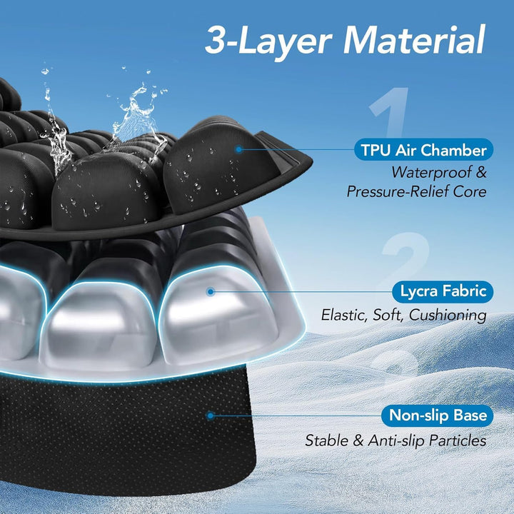 Opblaasbaar Reisstoel Kussen met Ergonomische Drukverlichting – AirComfort