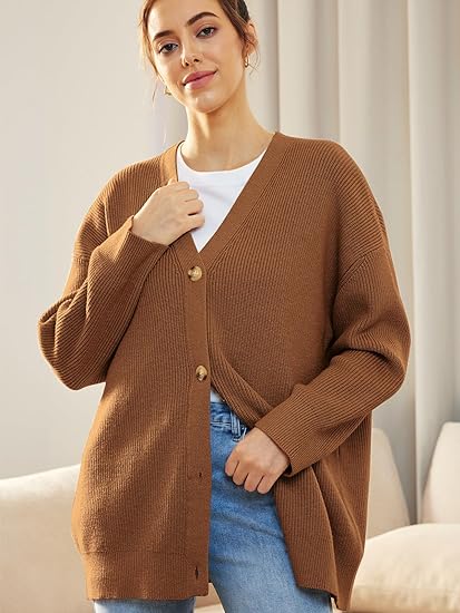 Oversized damesvest met V-hals en knoopsluiting - Aleen