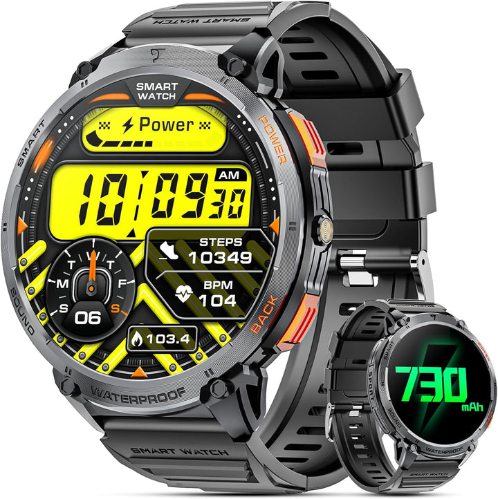 Militaire Smartwatch voor Mannen met 1,85" HD Scherm en Fakkel