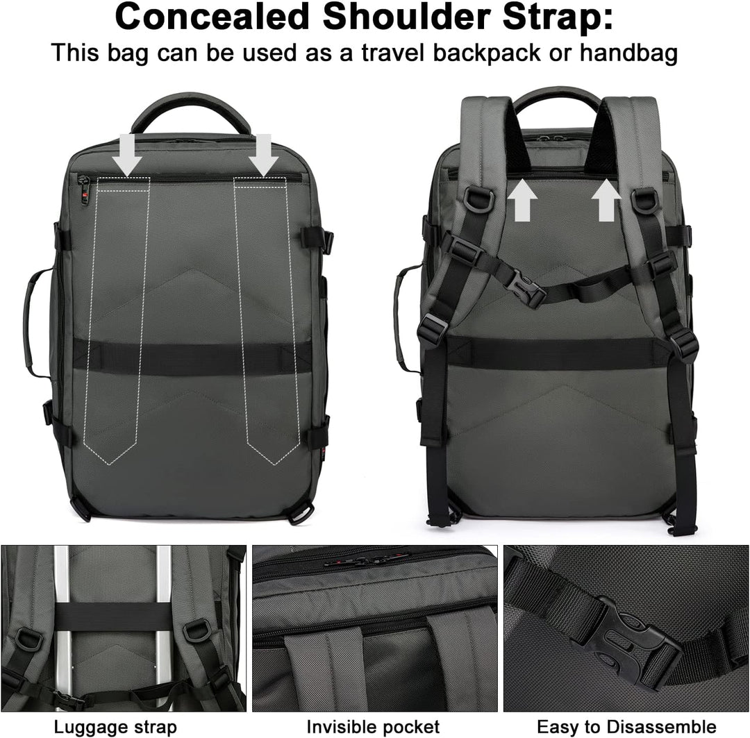 Uitbreidbare waterdichte reisrugzak van 45–55L met laptopvak van 46,5 cm