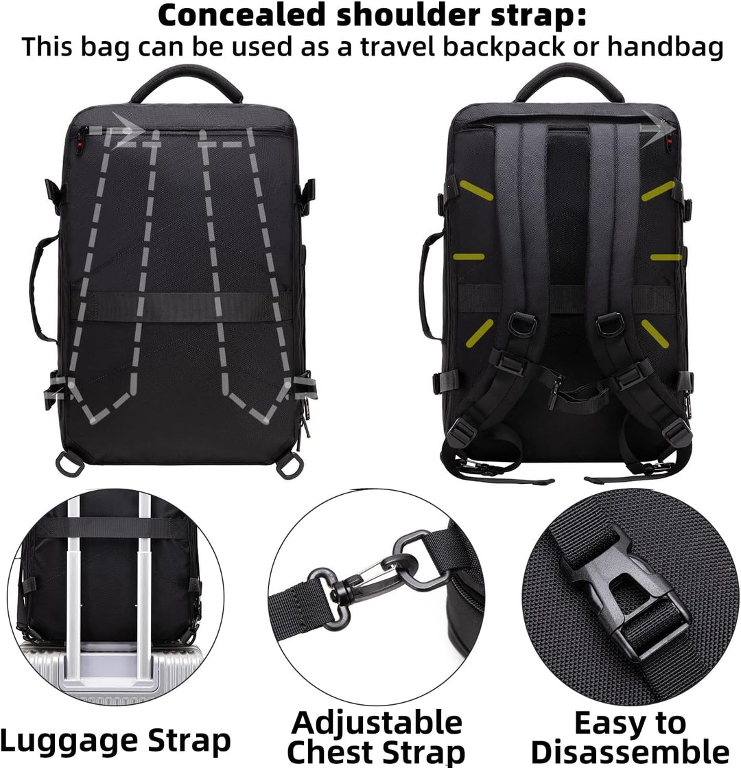 Uitbreidbare waterdichte reisrugzak van 45–55L met laptopvak van 46,5 cm