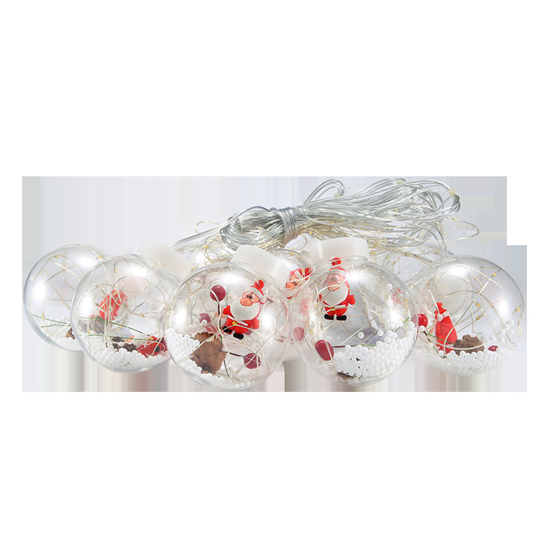 Lichtgordijn met kerstballen en kerstfiguren