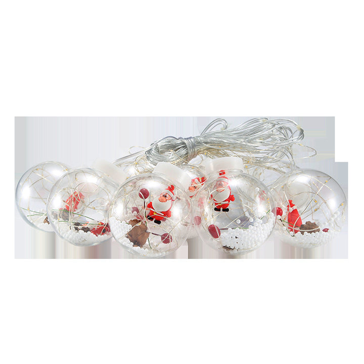 Lichtgordijn met kerstballen en kerstfiguren