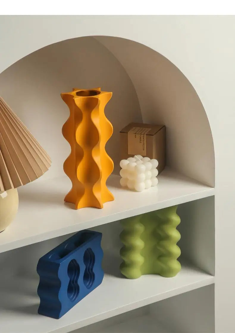 ModernVibe - Geometrische Keramische Bloemenvaas Voor Stijlvolle Woondecoratie