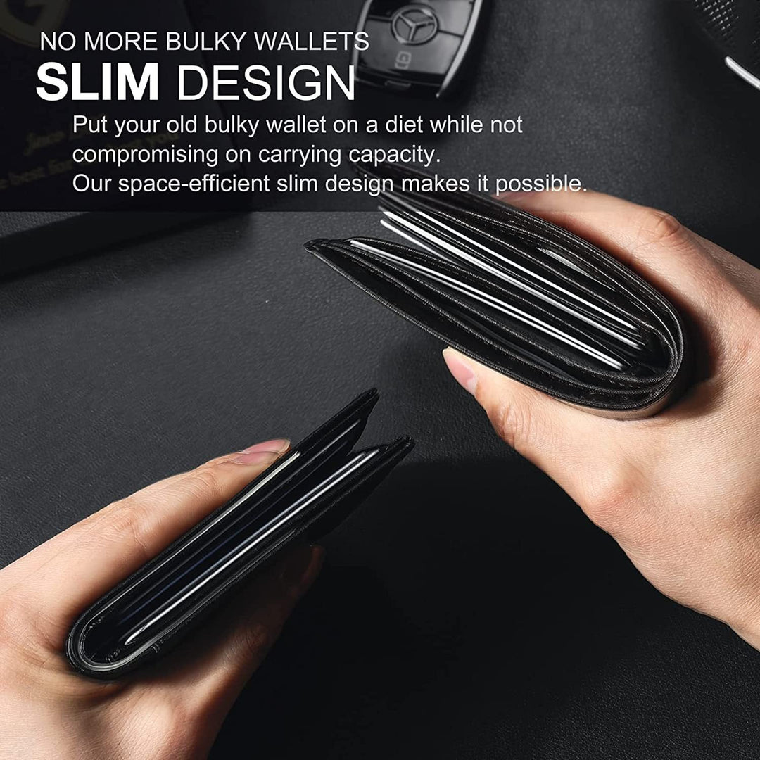 Slim RFID-portemonnee voor heren | Leren kaarthouder | Zwart