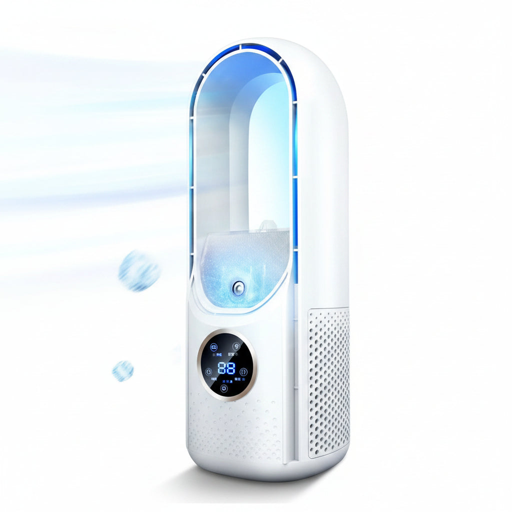 Portable USB Air Cooler Leafless Electric Fan Silent Timer Air Conditioner Cooling Fan Humidifier Conditioning Fan