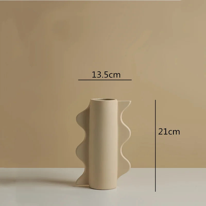 ModernVibe - Geometrische Keramische Bloemenvaas Voor Stijlvolle Woondecoratie