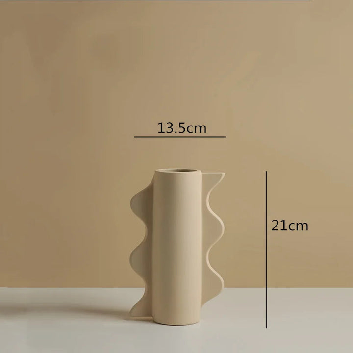 ModernVibe - Geometrische Keramische Bloemenvaas Voor Stijlvolle Woondecoratie