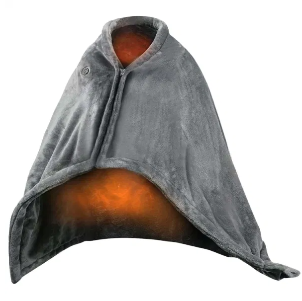 USB-warmteponcho met rits, 150 x 80 cm met 8 zones en 3 standen