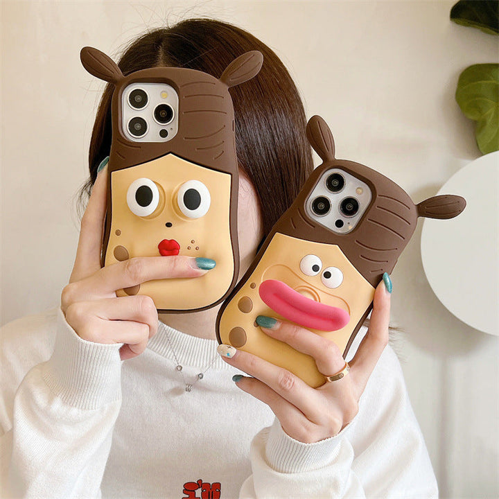Schattig kikker-cartoon telefoonhoesje – speels 3D-ontwerp