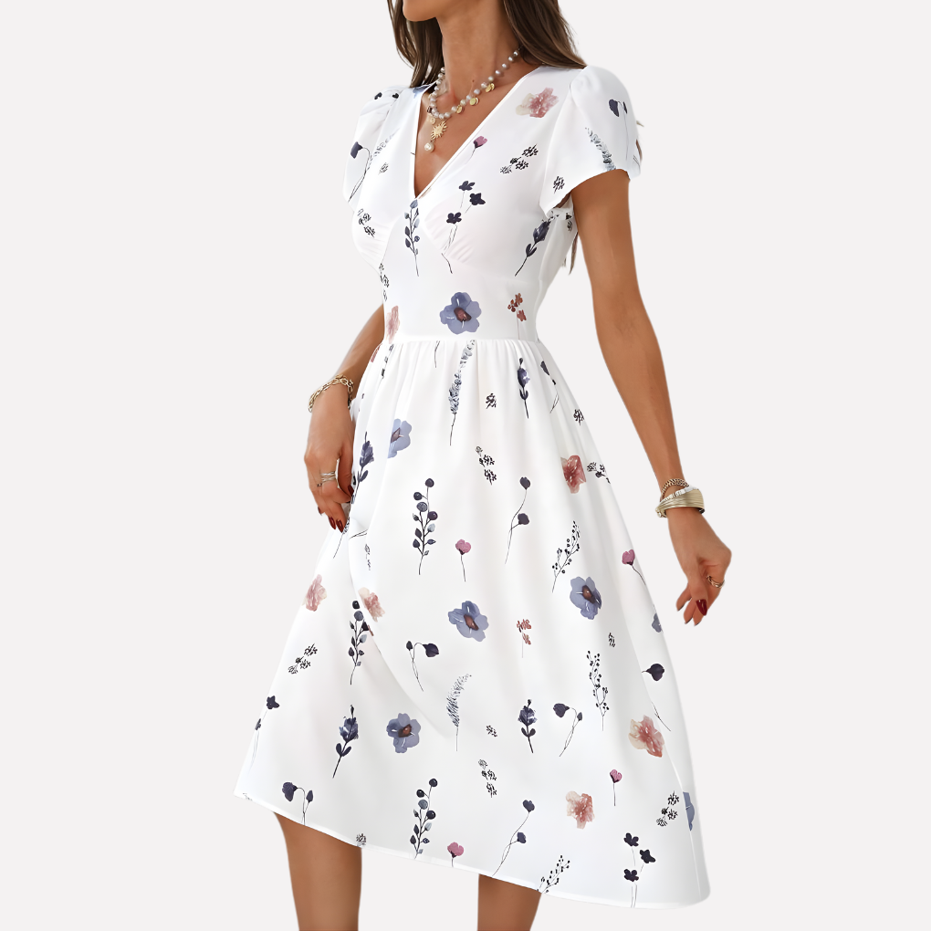 Damesjurk met V-hals en zakken