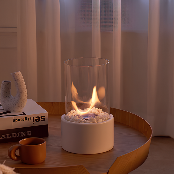 Everlasting Flame olielamp, elegante glazen cilinder met klassieke gloed