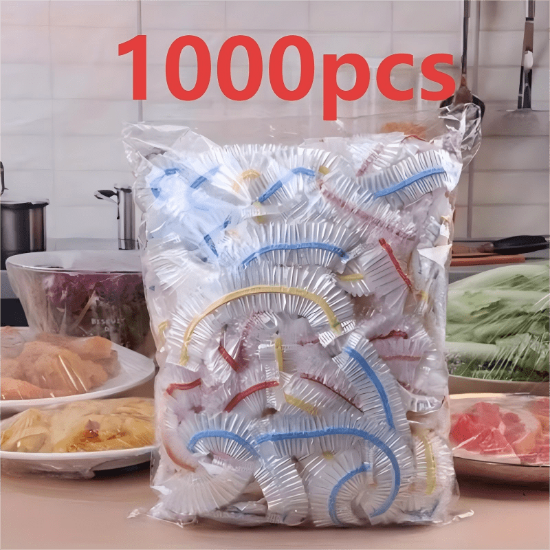 1000 elastische wegwerpafdekkingen voor voedsel, PE-afdekkingen voor schalen en borden 35 cm