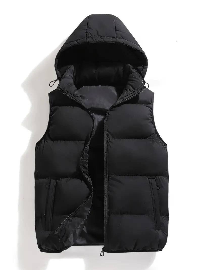 Slijtvaste gewatteerde herenbodywarmer met capuchon – Leonardo