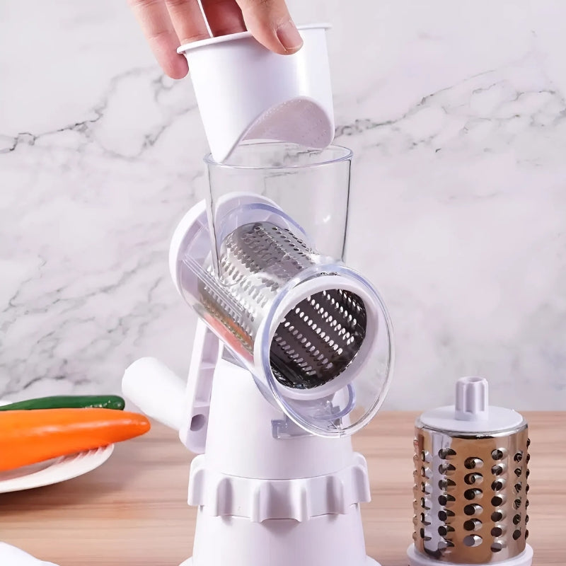 SliceMate - Compacte 3-in-1 Groentesnijder Voor Snijden, Rasp & Hak Gemak