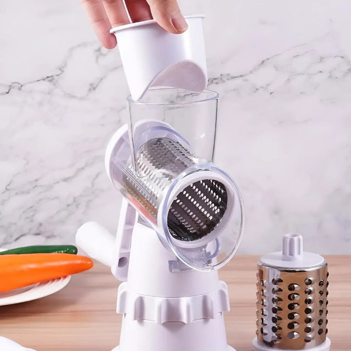 SliceMate - Compacte 3-in-1 Groentesnijder Voor Snijden, Rasp & Hak Gemak