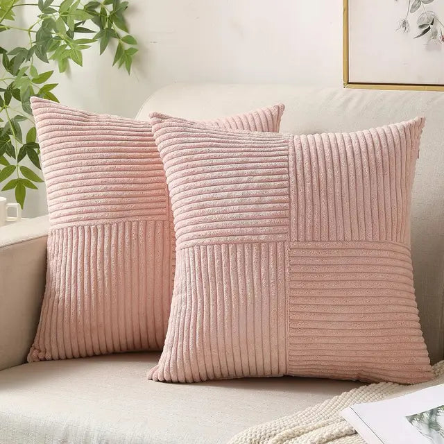 SoftNest - Gestreepte Zachte Kussenhoezen 45x45 cm Voor Bank of Bed