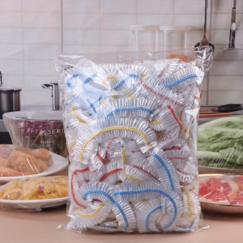 1000 elastische wegwerpafdekkingen voor voedsel, PE-afdekkingen voor schalen en borden 35 cm