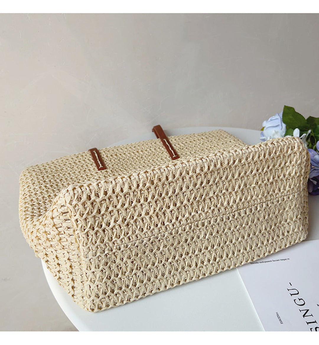 Gevlochten Mandtas met Leren Hengsels – SummerBreeze Tas