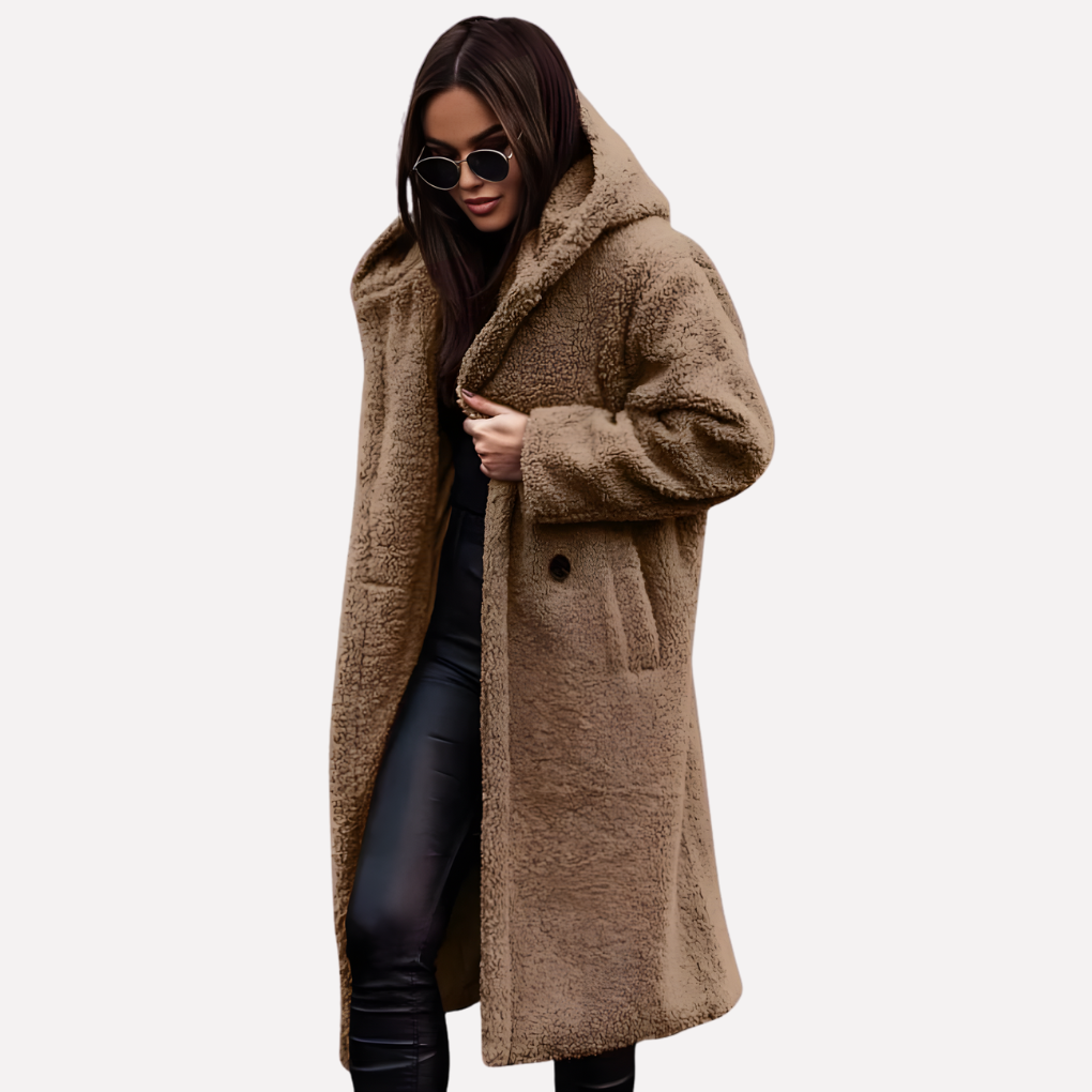 Dames Hooded Coat met Knopsluiting