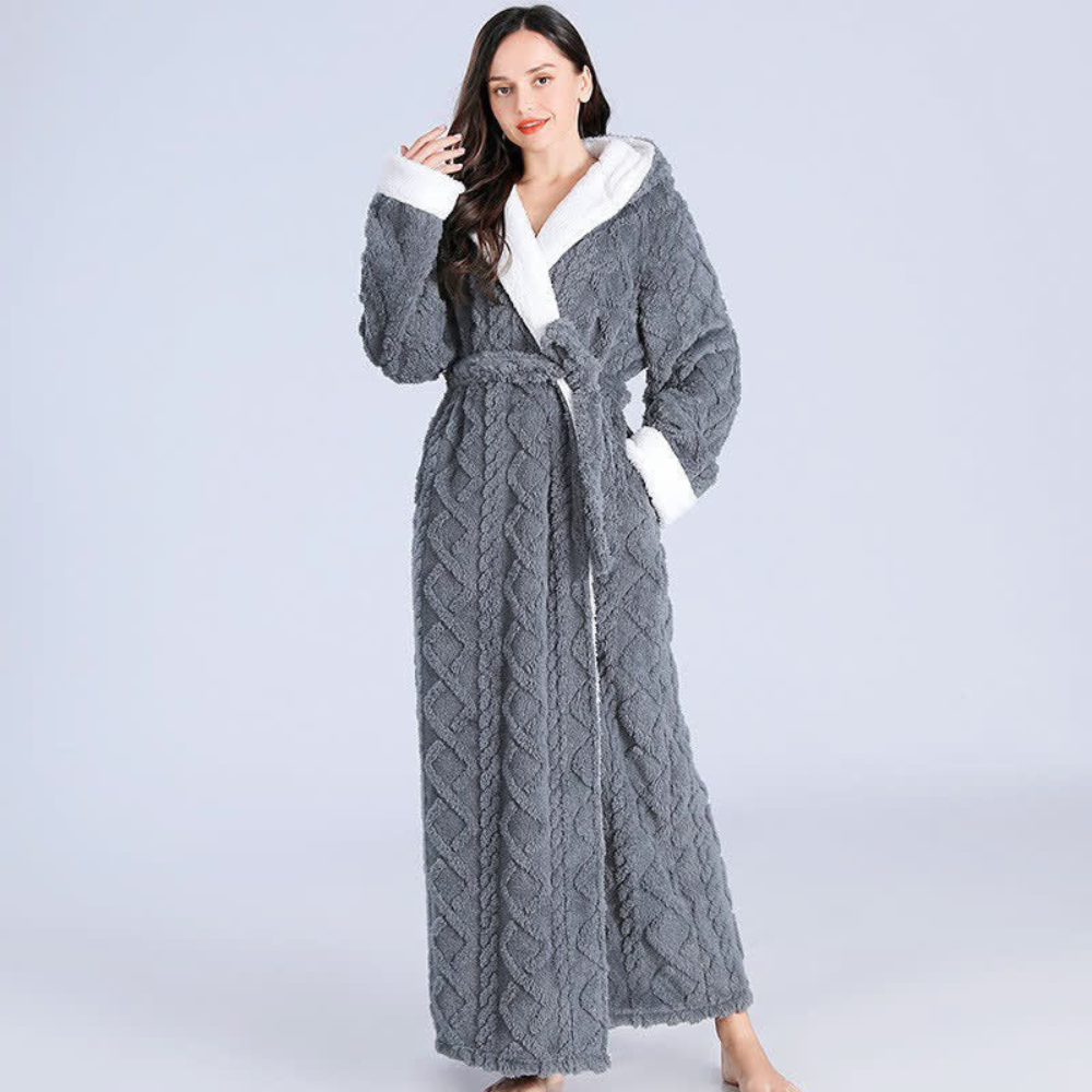 Warme badjas met capuchon, winddichte pluche ochtendjas voor comfort thuis