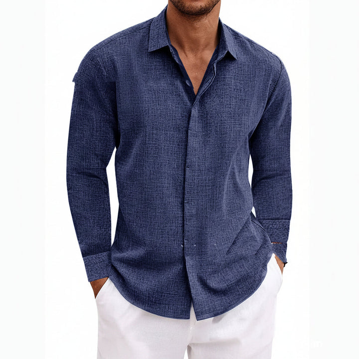 Long Sleeve T-shirt Undershirt Solid Color Long Sleeve Cotton Linen Shirt Men