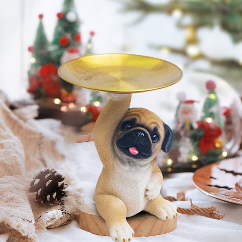 PetBuddy - Decoratieve Hond Standbeeld Met Dienblad Voor Sleutels & Accessoires