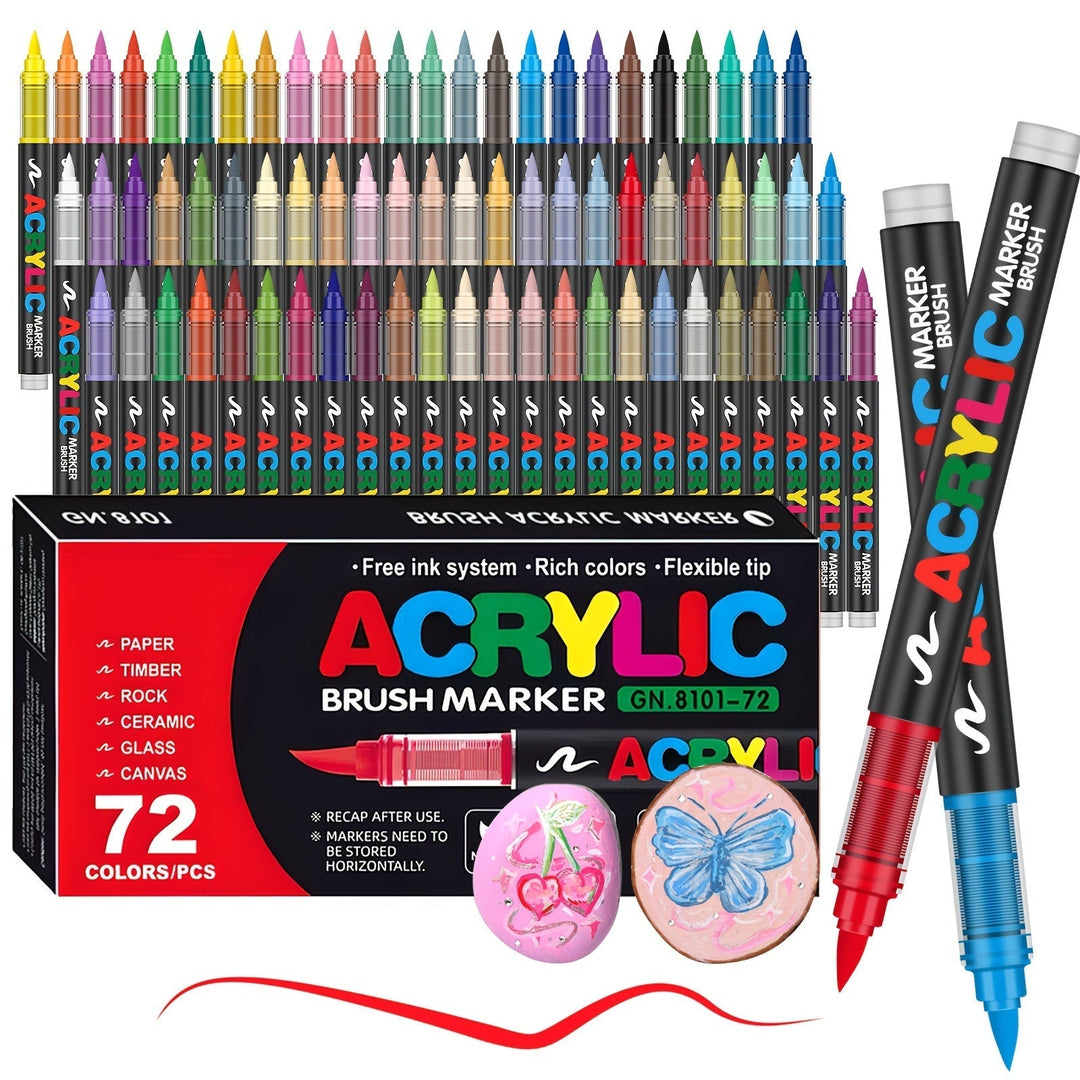 72 Acrylstiften in 72 Kleuren – Perfect voor Creatief Schilderen op Diverse Oppervlakken