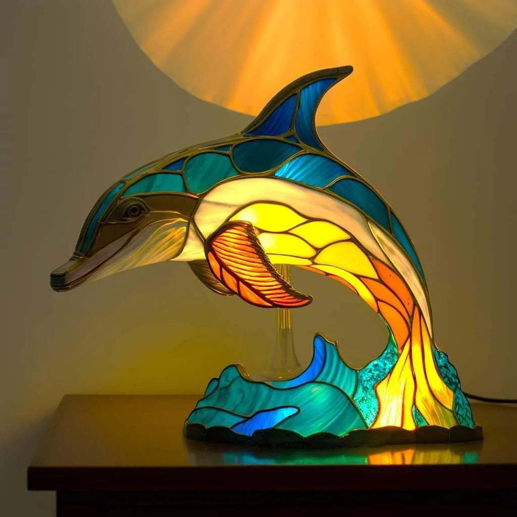 Tafellamp van gebrandschilderd glas dier decoratieve verlichting