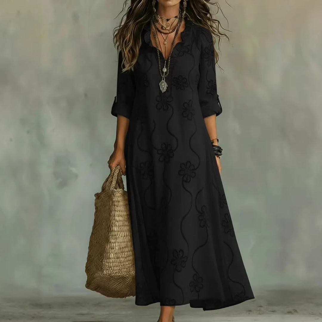 Printed Loose-fit Casual Robe Dress