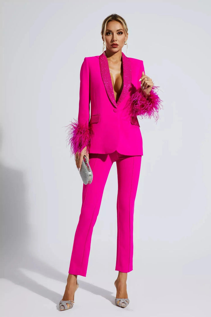 Blazer met broek voor dames met diamanten en veeraccenten - Eva