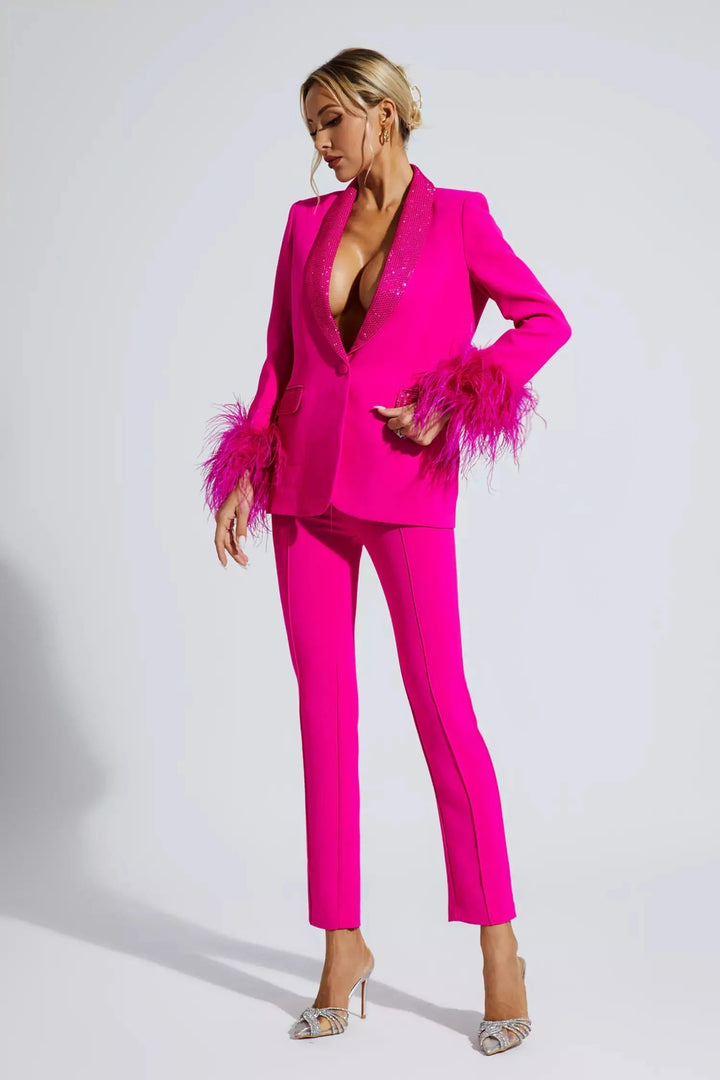 Blazer met broek voor dames met diamanten en veeraccenten - Eva
