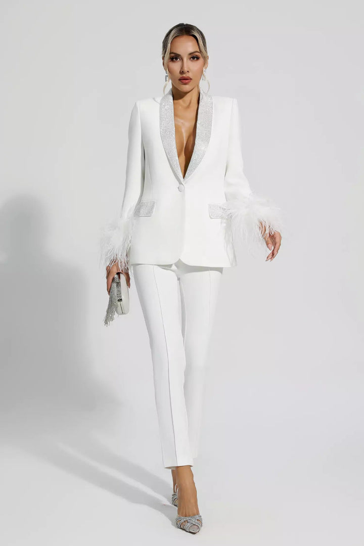 Blazer met broek voor dames met diamanten en veeraccenten - Eva