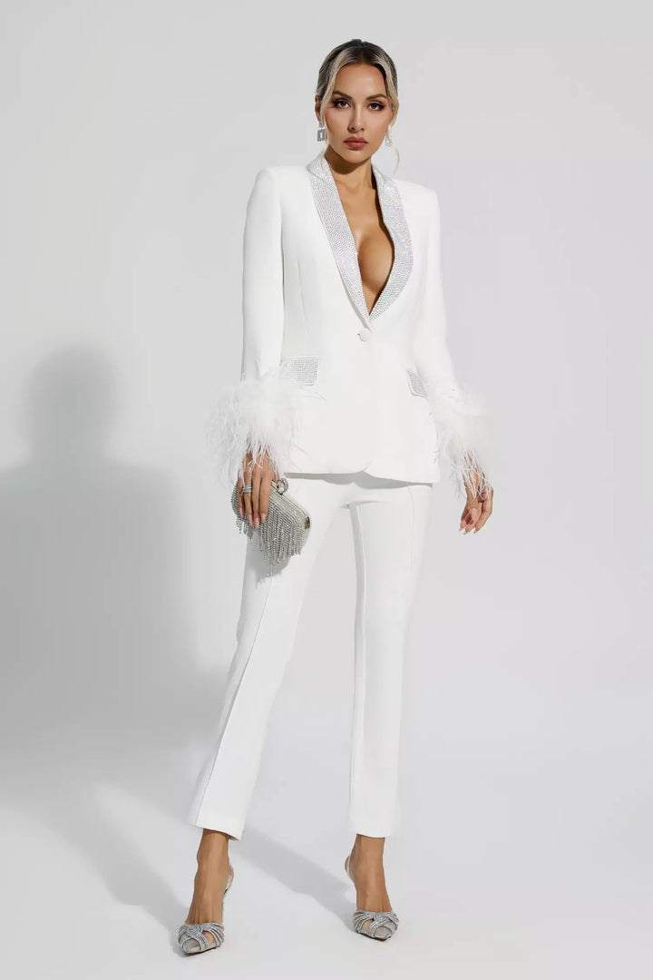 Blazer met broek voor dames met diamanten en veeraccenten - Eva