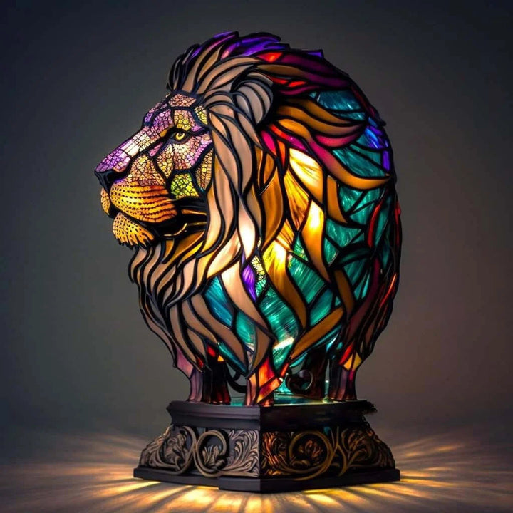 Woondecoratie dierlamp kleurgloed glas-in-loodeffect