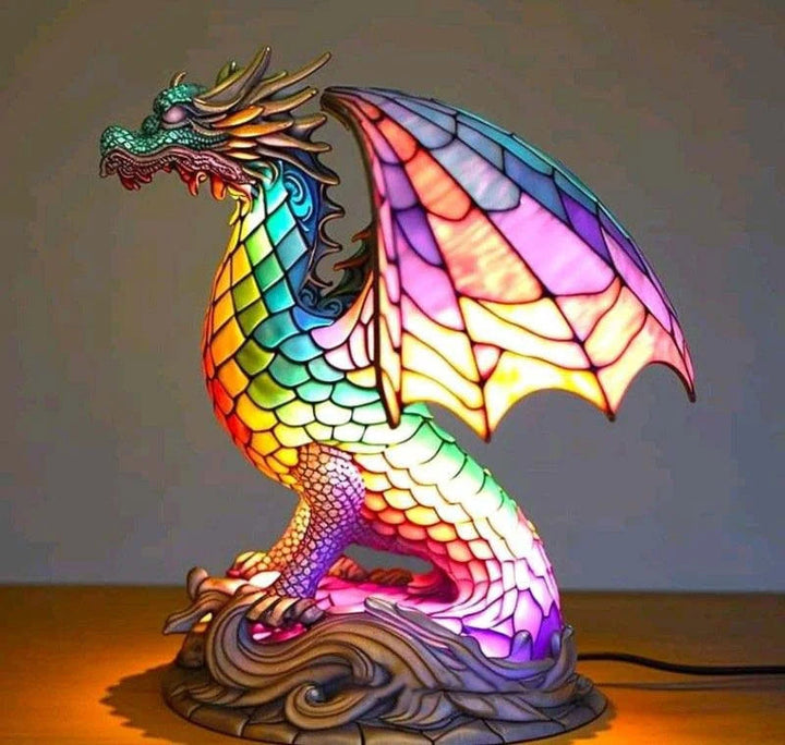 Woondecoratie dierlamp kleurgloed glas-in-loodeffect