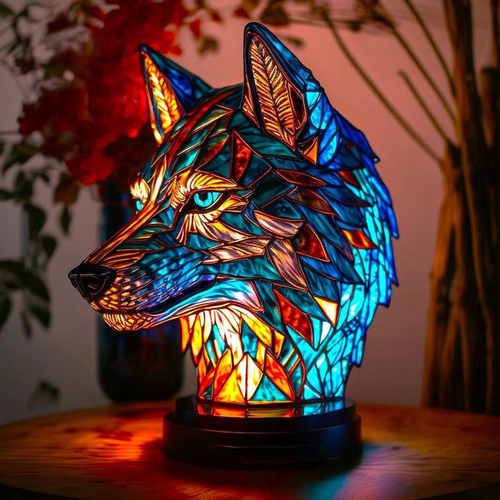 Woondecoratie dierlamp kleurgloed glas-in-loodeffect