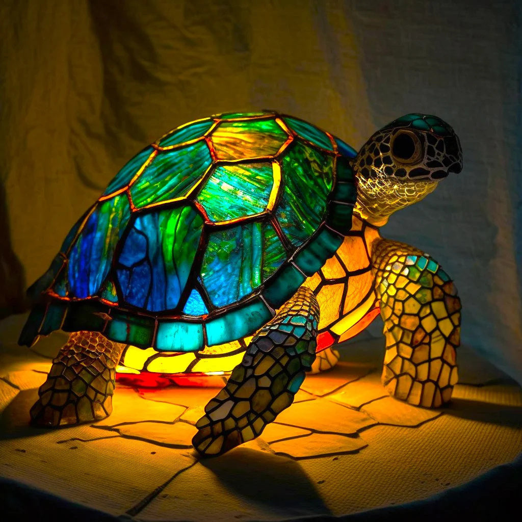 Woondecoratie dierlamp kleurgloed glas-in-loodeffect