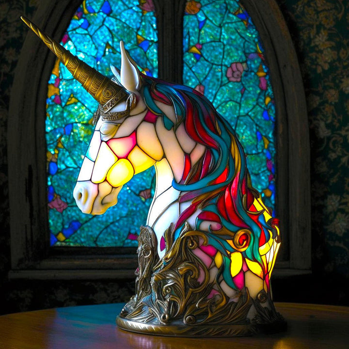 Woondecoratie dierlamp kleurgloed glas-in-loodeffect