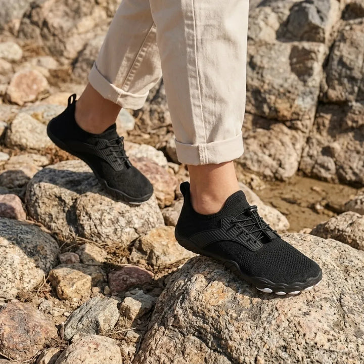 Barefoot sneaker voor dames met brede neus en flexibele zool