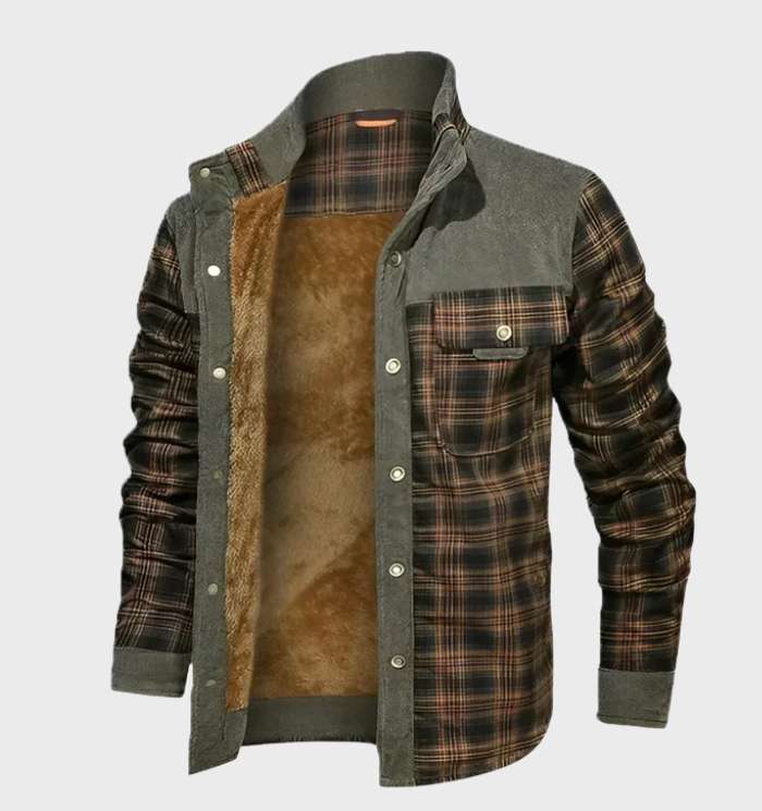 Gevoerde flanellen heren jas met fleece – FlanelStijl