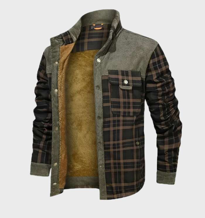 Gevoerde flanellen heren jas met fleece – FlanelStijl