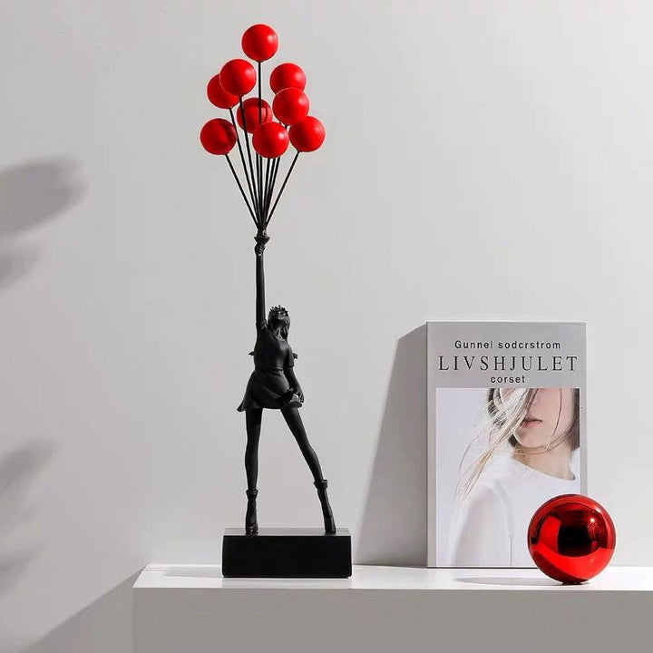 Decoratieve meisjessculptuur, modern ballonfiguur voor woondecoratie