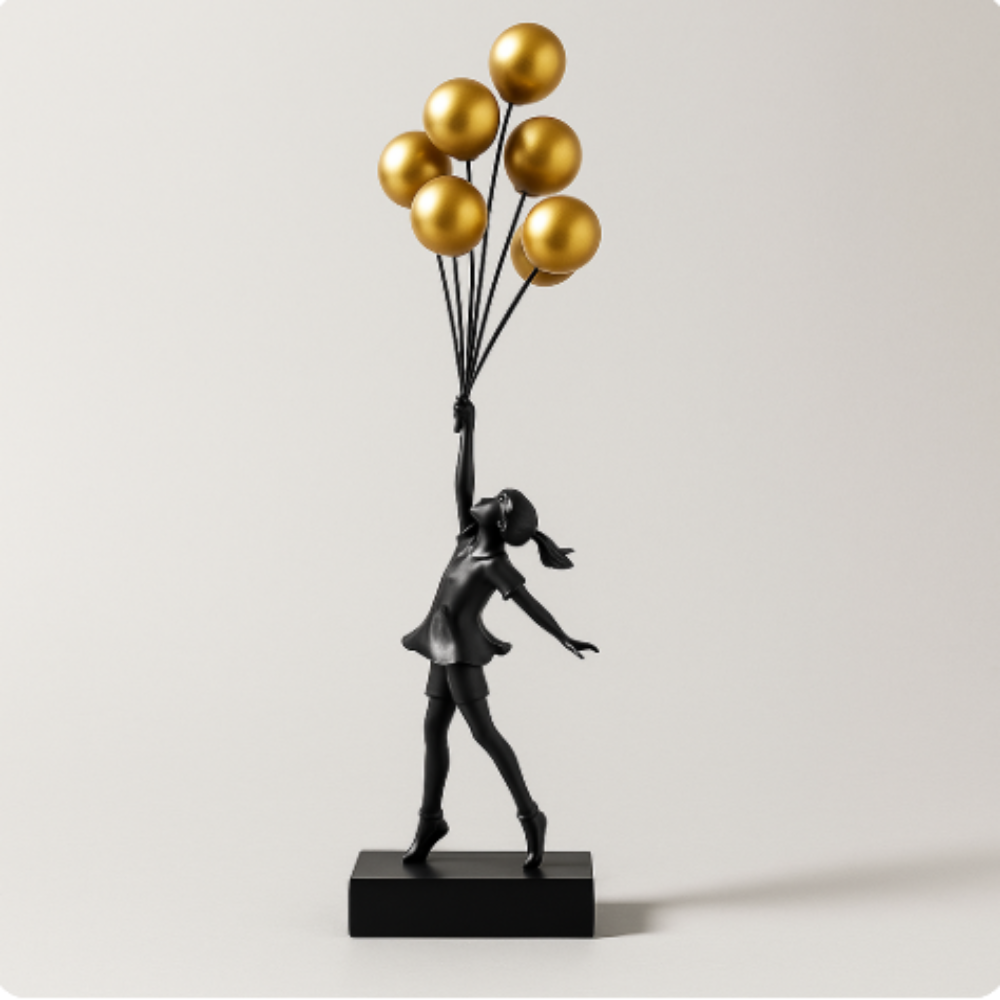 Decoratieve meisjessculptuur, modern ballonfiguur voor woondecoratie