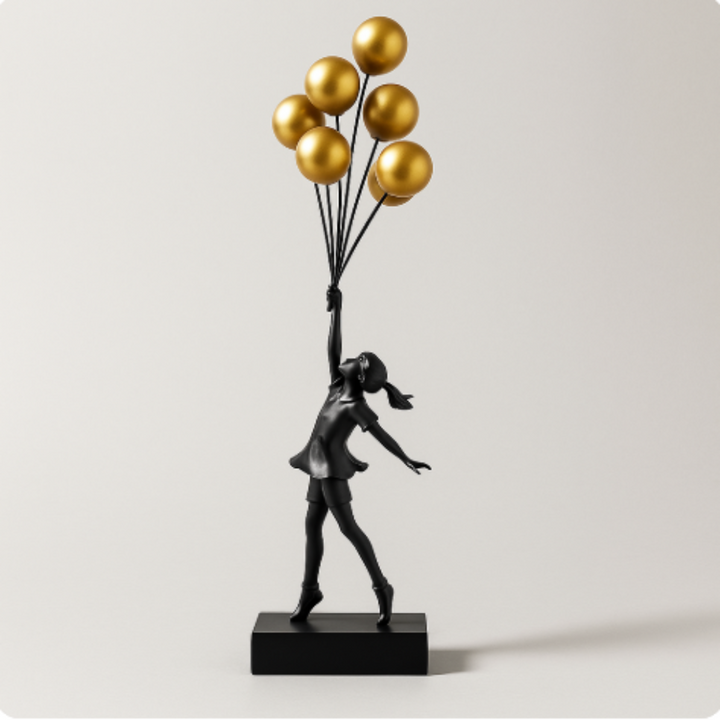 Decoratieve meisjessculptuur, modern ballonfiguur voor woondecoratie
