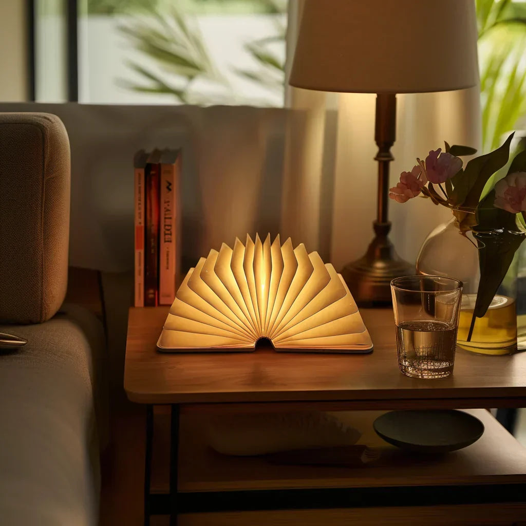 Decoratief boekvormig LED-nachtlampje, oplaadbaar via USB